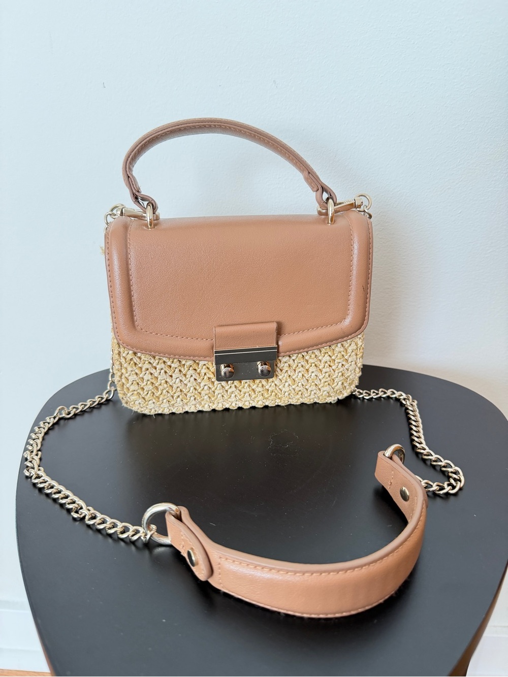 H&M straw crossbody flap bag